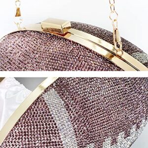 Womens Evening Bags Round Ball Clutch Purse Rhinestone Glitter Crossbody Shoulder Bag