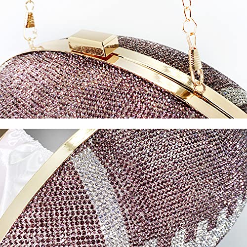 Womens Evening Bags Round Ball Clutch Purse Rhinestone Glitter Crossbody Shoulder Bag