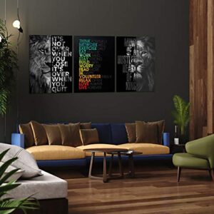 Motivational Office Wall Art Inspirational Canvas Wall Art Hustle Posters Wall Decor Entrepreneur Quote Wall Paintings Picture 3 Pieces Artwork for Bedroom Home Decor Wooden Framed (36”Wx16”H)