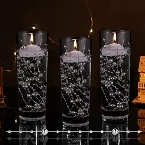 50 pieces artificial pearl string for floating candles 6 inch pearl string vase fillers floating candles centerpiece for valentine’s day wedding dinning table party (silver)