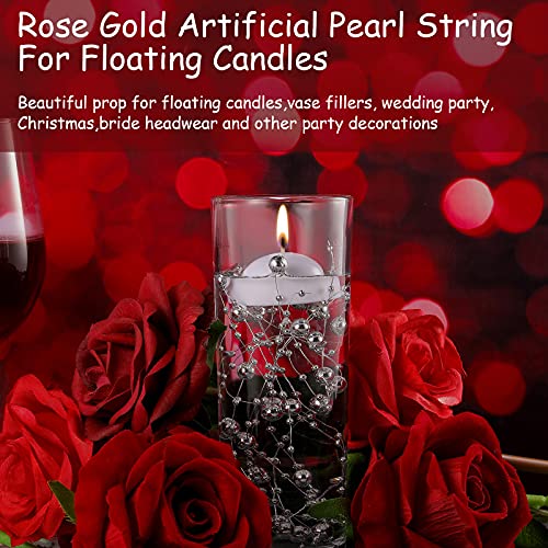 50 Pieces Artificial Pearl String for Floating Candles 6 Inch Pearl String Vase Fillers Floating Candles Centerpiece for Valentine's Day Wedding Dinning Table Party (Silver)