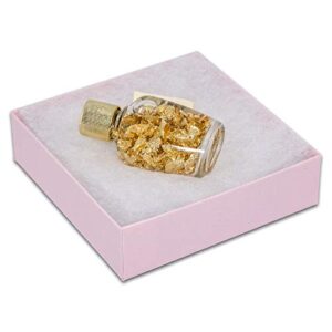 TheDisplayGuys 100-Pack #33 Cotton Filled Cardboard Paper Jewelry Box Gift Case - Pink (3 1/2" x 3 1/2" x 1")