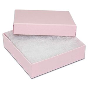 TheDisplayGuys 100-Pack #33 Cotton Filled Cardboard Paper Jewelry Box Gift Case - Pink (3 1/2" x 3 1/2" x 1")