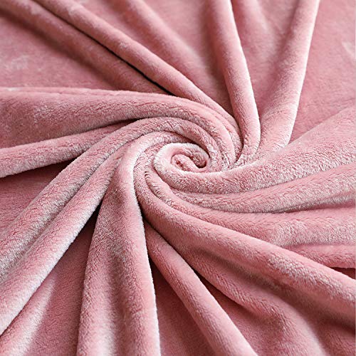 TASTHROW Large Flannel Fleece Throw Blanket, 50×70 Inch - Cozy Lightweight Thick Blanket - All Seasons Suitable for Women, Men and Kids (Pink)