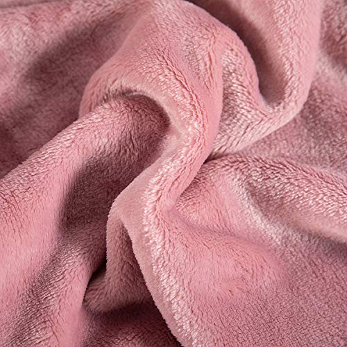 TASTHROW Large Flannel Fleece Throw Blanket, 50×70 Inch - Cozy Lightweight Thick Blanket - All Seasons Suitable for Women, Men and Kids (Pink)