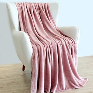 TASTHROW Large Flannel Fleece Throw Blanket, 50×70 Inch - Cozy Lightweight Thick Blanket - All Seasons Suitable for Women, Men and Kids (Pink)