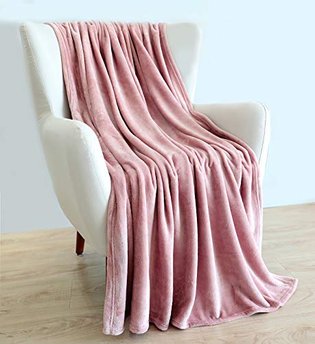 TASTHROW Large Flannel Fleece Throw Blanket, 50×70 Inch - Cozy Lightweight Thick Blanket - All Seasons Suitable for Women, Men and Kids (Pink)