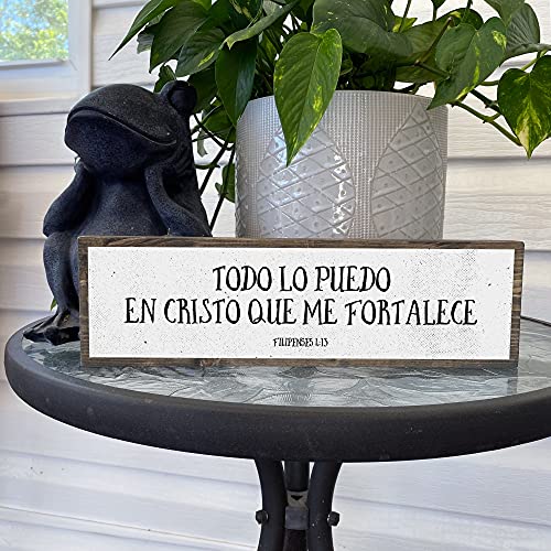 ANVEVO Todo Lo Puedo En Christo Que Me Fortalece – Spanish Bible Verse – mensajes cristianos para decorar - Metal and Wood Sign