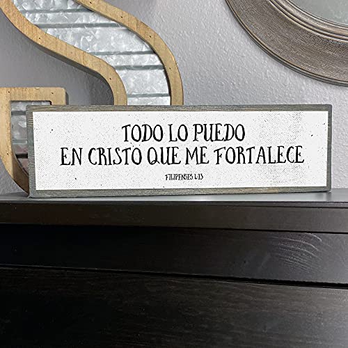 ANVEVO Todo Lo Puedo En Christo Que Me Fortalece – Spanish Bible Verse – mensajes cristianos para decorar - Metal and Wood Sign