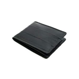 orom eel skin leather slim wallet (black)