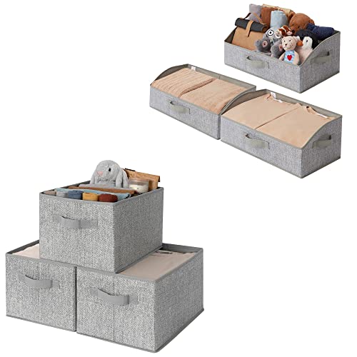 GRANNY SAYS Bundle of 3-Pack Gray Rectangular Storage Bins & 3-Pack Gray Trapezoid Storage Bins