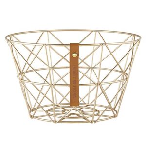 creative brands heartfelt collection-round metal basket, 12 x 7-inch, gold