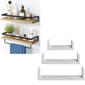amada homefurnishing floating shelves, rustic bathroom wall shelves amfs01 & white floating shelves u shaped amfs13-w
