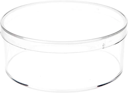 Pioneer Plastics 015C Clear Small Round Plastic Container, 3.3125" W x 1.3125" H, Pack of 4