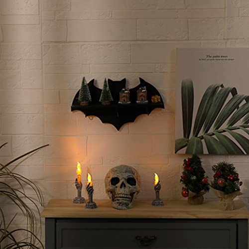 Bat Shelf Coffin Shelf Crystal Shelf Spooky Floating Shelves Goth Decor Bat Shelf,Wooden Gothic Decor for Home, Black Hanging Wooden Shelf for Wall, Witchy Room Decor for Crystal Keys