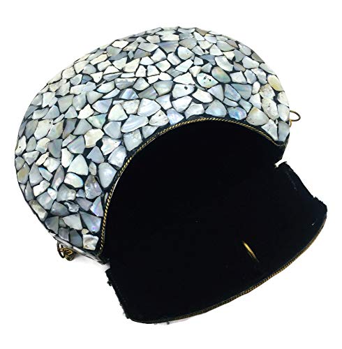 Women/Girls Bridal metal Sea shell clutch party sling bag Ethnic Indian Handmade mosaic metal bag