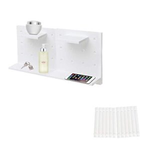 yangli pegboard floating shelves, pack 2 diy decorative wall mounted plastic organizer shelf for office kitchen bedroom (white)