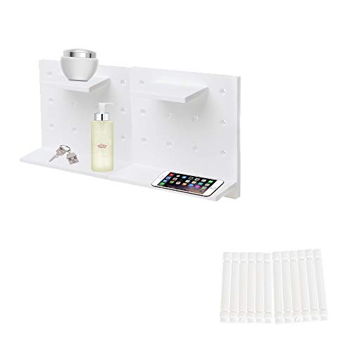 Yangli Pegboard Floating Shelves, Pack 2 DIY Decorative Wall Mounted Plastic Organizer Shelf for Office Kitchen Bedroom (White)