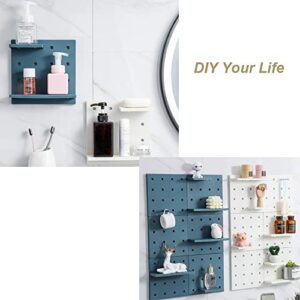 Yangli Pegboard Floating Shelves, Pack 2 DIY Decorative Wall Mounted Plastic Organizer Shelf for Office Kitchen Bedroom (White)