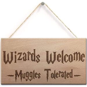tomato fanqie wizards welcome gift hanging plaque magic home wood sign (10 x 5 inch us-g078)