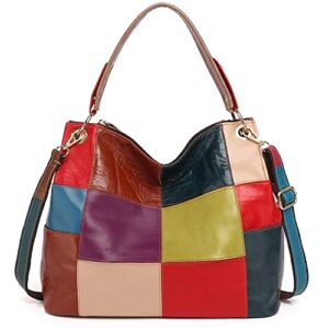 Segater Women Random Multicolor Tote Handbag Cube Splicing Design Shoulder Bag Colorful Shopper Satchel Purses