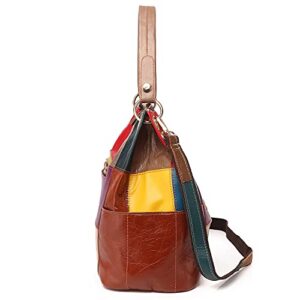 Segater Women Random Multicolor Tote Handbag Cube Splicing Design Shoulder Bag Colorful Shopper Satchel Purses