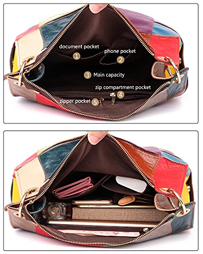 Segater Women Random Multicolor Tote Handbag Cube Splicing Design Shoulder Bag Colorful Shopper Satchel Purses