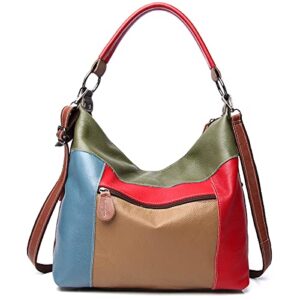 Segater Women Random Multicolor Hobo Handbag Letter Splicing Design Shoulder Purse Colorful Shopper Crossbody Satchel