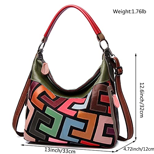 Segater Women Random Multicolor Hobo Handbag Letter Splicing Design Shoulder Purse Colorful Shopper Crossbody Satchel