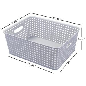 Kiddream 8 Quart Plastic Storage Basket, Woven Storage Basket Bins Set of 4, F