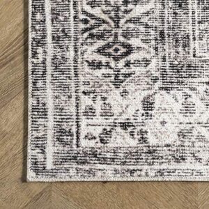 nuLOOM Gladys Machine Washable Vintage Medallion Runner Rug, 2' 6" x 8', Light Grey