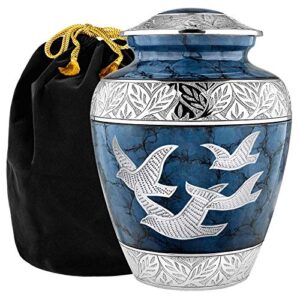 trupoint memorials cremation urns for human ashes – decorative urns, urns for human ashes female & male, urns for ashes adult female, funeral urns – dark blue, large