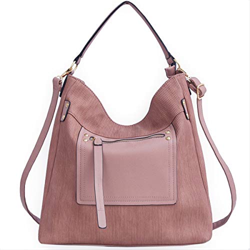 Hobo Bags for Women Leather Embossed Pink Large Crossbody Bag Womens Casual Hobo Purses and Handbags Tote Shoulder Bags