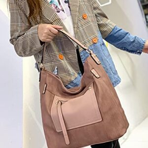 Hobo Bags for Women Leather Embossed Pink Large Crossbody Bag Womens Casual Hobo Purses and Handbags Tote Shoulder Bags