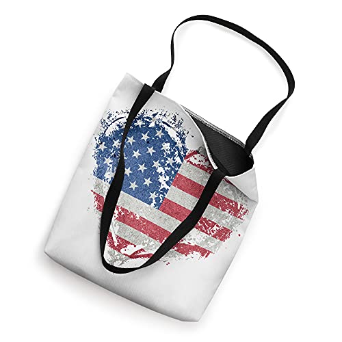 Vintage USA Heart Shape American Flag Stylish Design Tote Bag