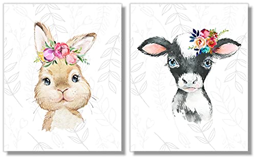 Baby Farm Animals Wall Art Prints - Nursery Decor - Set of 6-8x10 - Unframed - Watercolor