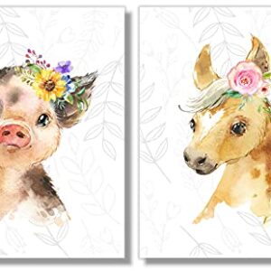 Baby Farm Animals Wall Art Prints - Nursery Decor - Set of 6-8x10 - Unframed - Watercolor