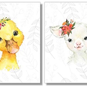 Baby Farm Animals Wall Art Prints - Nursery Decor - Set of 6-8x10 - Unframed - Watercolor