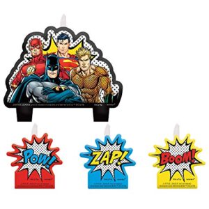 justice league heroes unite birthday candles | assorted sizes | 4 pcs