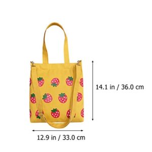 Amosfun hobo Bag Crossbody 1 Pc Canvas Bag Strawberry Printed Woman Crossbody Bag Shoulder Bag (Yellow)