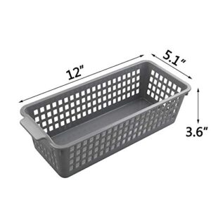 Nesmilers 6-Pack Slim Plastic Storage Baskets Bin, Rectangle Basket Set