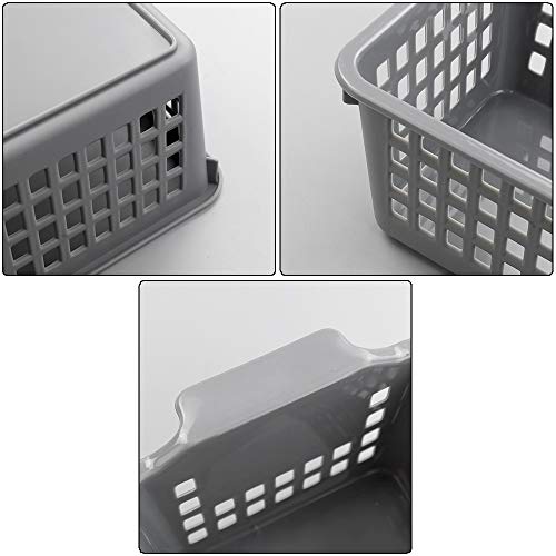 Nesmilers 6-Pack Slim Plastic Storage Baskets Bin, Rectangle Basket Set