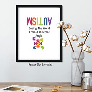 The World From A Different Angle | Autism Awareness Decor | Autism Classroom | Boho Rainbow Decor Classroom | Autism Sign | Autism Art Wall Decor Classroom | Autistic decorations - 8x10 unframed print