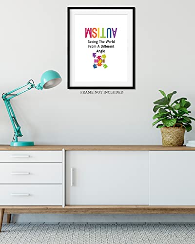 The World From A Different Angle | Autism Awareness Decor | Autism Classroom | Boho Rainbow Decor Classroom | Autism Sign | Autism Art Wall Decor Classroom | Autistic decorations - 8x10 unframed print