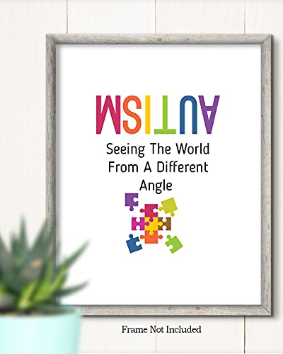 The World From A Different Angle | Autism Awareness Decor | Autism Classroom | Boho Rainbow Decor Classroom | Autism Sign | Autism Art Wall Decor Classroom | Autistic decorations - 8x10 unframed print