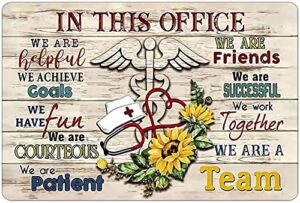 qweqweq funny metal tin sign nurse in this office we are helpful we are a team beautify poster cafe office living room kitchen home art wall decoration plaque, 8x12inch