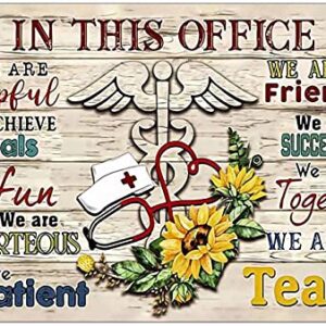 QWEQWEQ Funny Metal Tin Sign Nurse In This Office We Are Helpful We Are A Team Beautify Poster Cafe Office Living Room Kitchen Home Art Wall Decoration Plaque, 8x12Inch