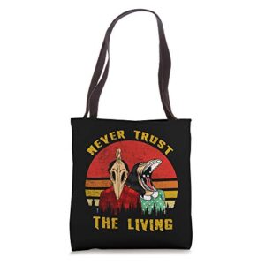 never trust the living retro vintage creepy goth grunge emo tote bag