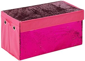 urban shop sequin storage trunk, pink