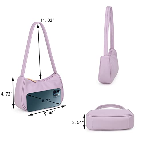 UTO Mini Purses for Women Ultra Soft Leather Vegan Lightweight Clutch Handbag Shoulder Bag Dark Purple